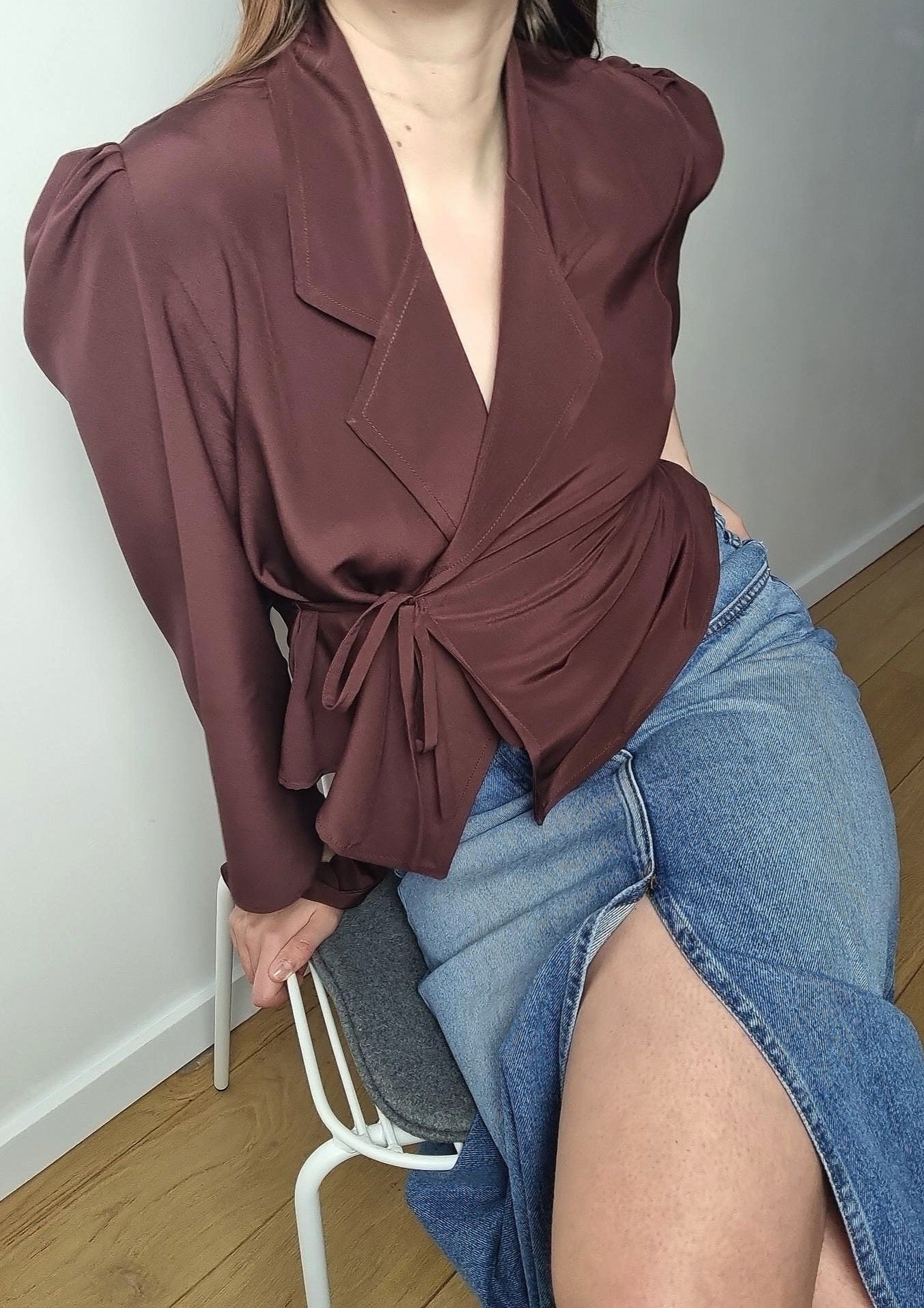 Georgia blouse chocolate silk