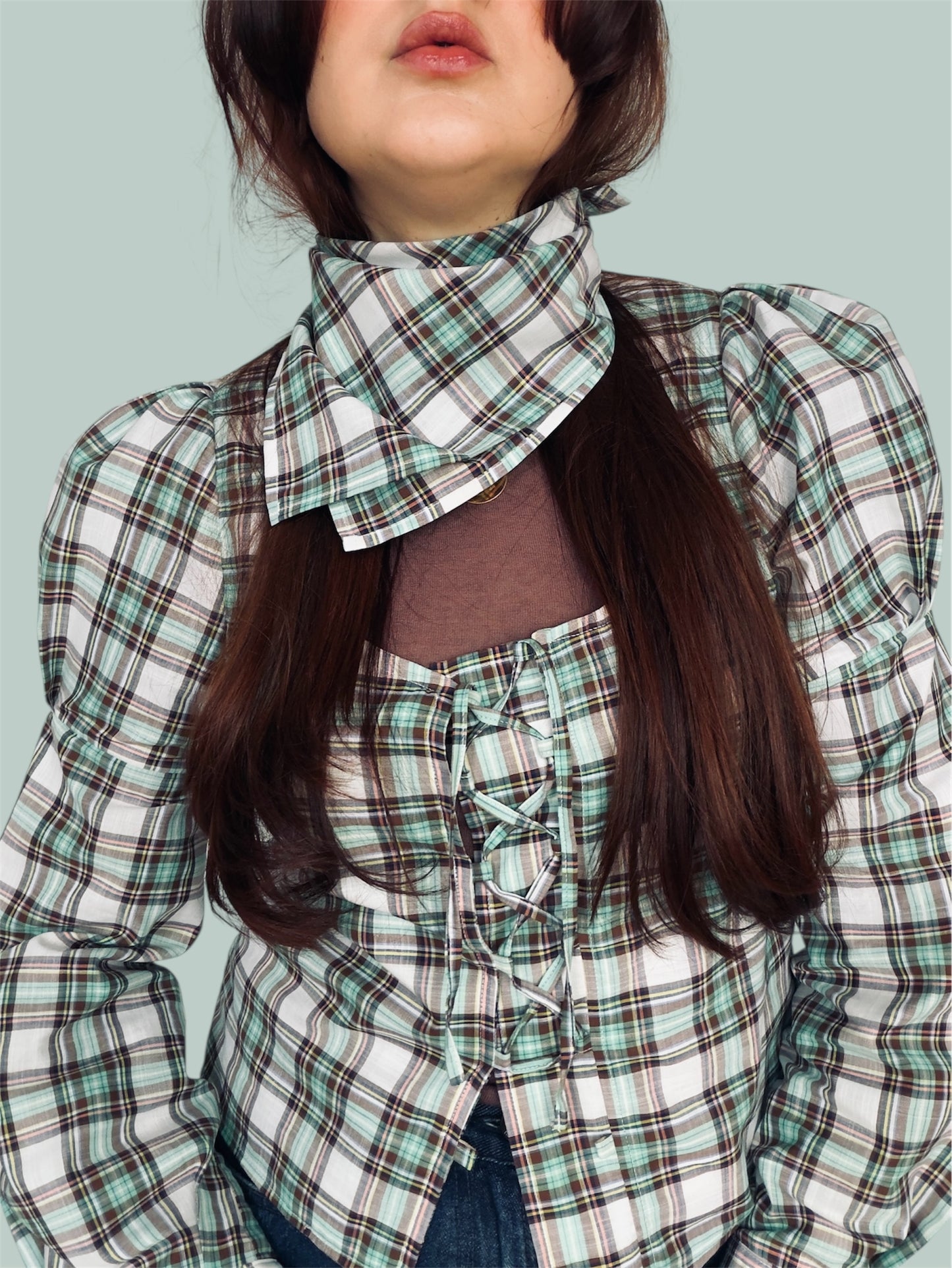 Blouse BARBARA carreaux+ bandana