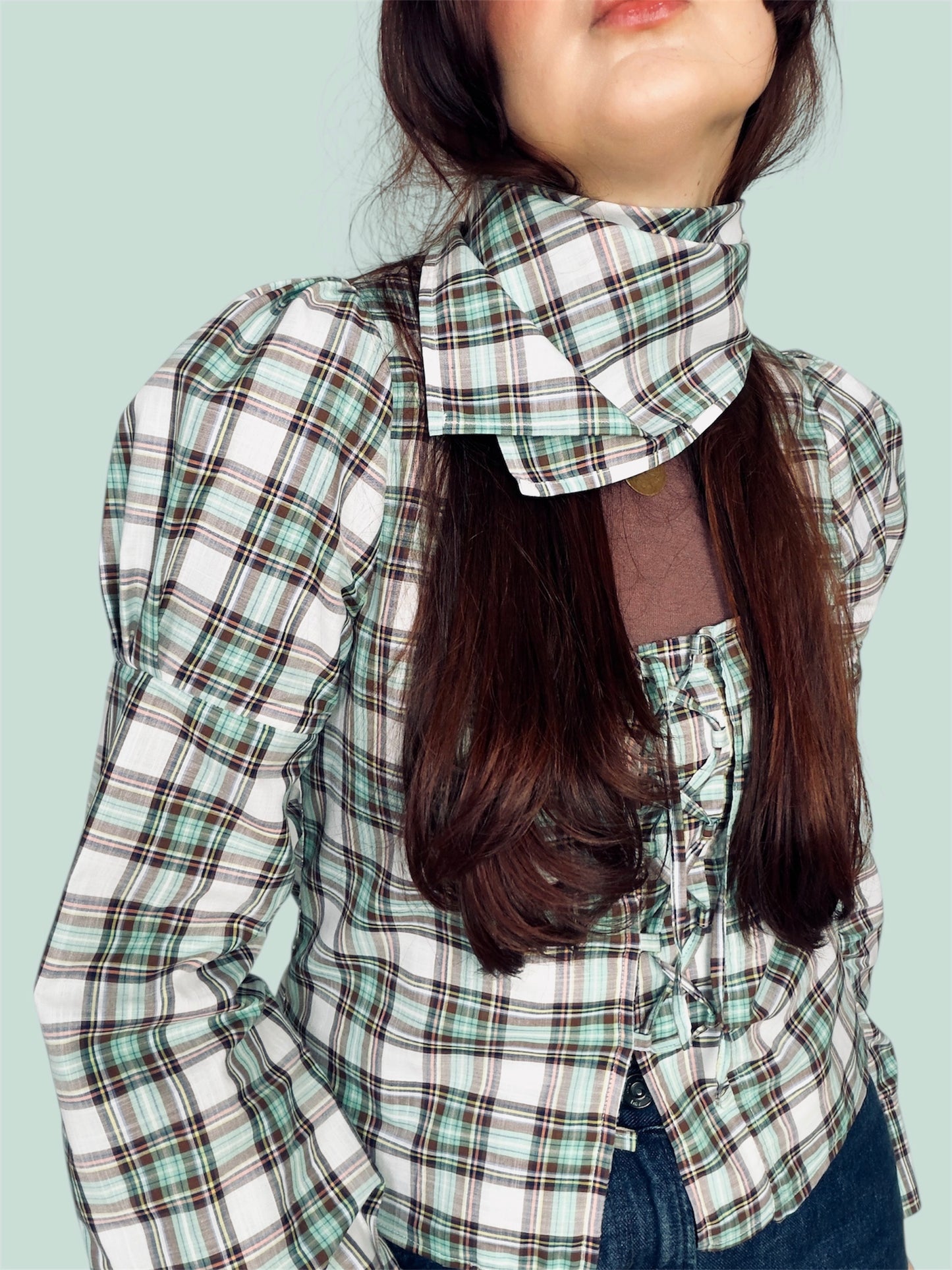 Blouse BARBARA carreaux+ bandana