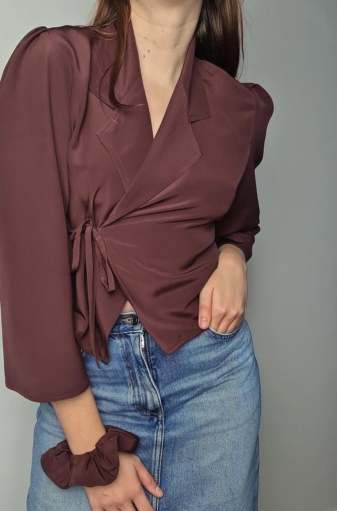 Georgia blouse chocolate silk